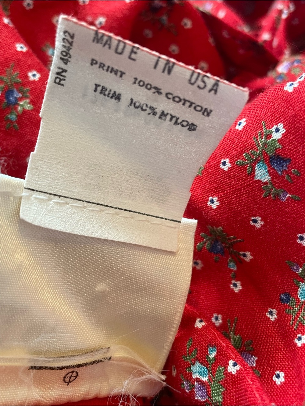 Gunne Sax Red Calico Prairie Dress Vintage 70s - Picture 6 of 6